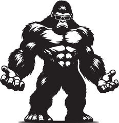 Angry Gorilla Silhouette isolated on white background Minimalist gorilla vector shape © Md Hasan
