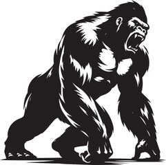 Angry Gorilla Silhouette isolated on white background Minimalist gorilla vector shape