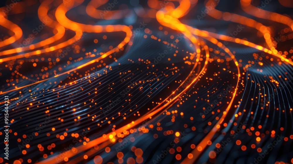 Poster cyber big data flow. blockchain data fields. network line