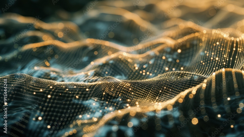 Poster cyber big data flow. blockchain data fields. network line