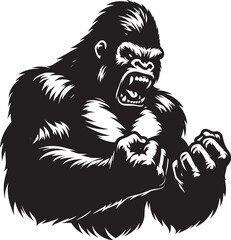 Angry Gorilla Silhouette isolated on white background Minimalist gorilla vector shape
