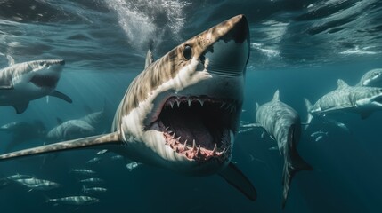 Obraz premium Sharks in the ocean,Great White Sharks