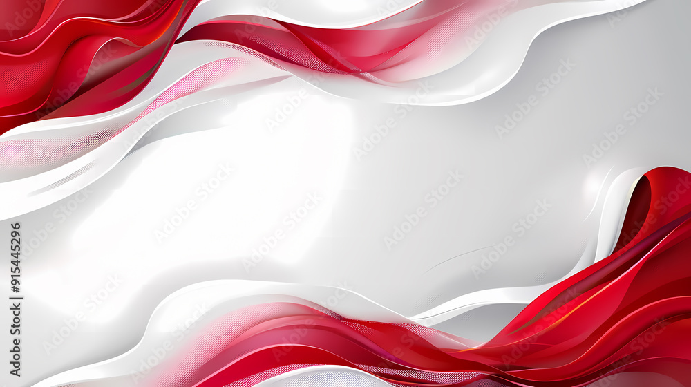 Wall mural Abstract background with red and white flowing lines, creating a dynamic and modern design.