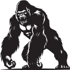 Angry Gorilla Silhouette isolated on white background Minimalist gorilla vector shape © Md Hasan