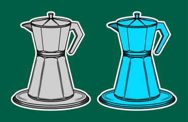 Coffee Teapot Doodle Sticker Illustration