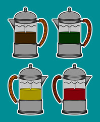 Coffee Teapot Doodle Sticker Illustration