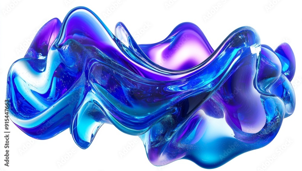 Poster abstract form of a wave in a 3d glass. illustration of 3d rendering.