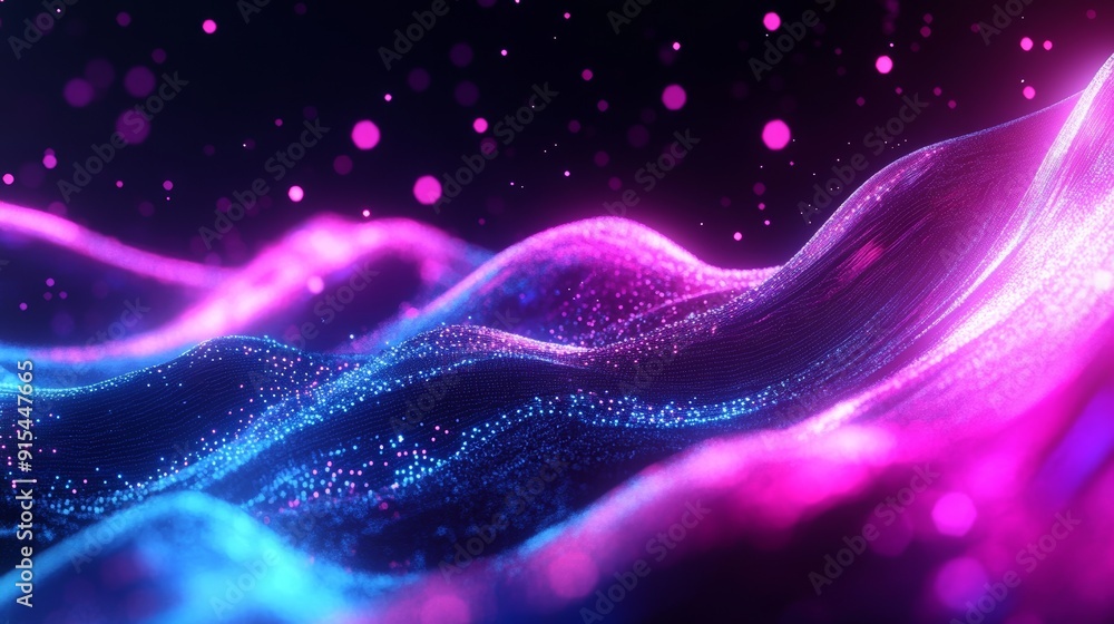 Poster there is a gentle satisfying particle flow, exquisite waves of colorful dust, magical ripples. there