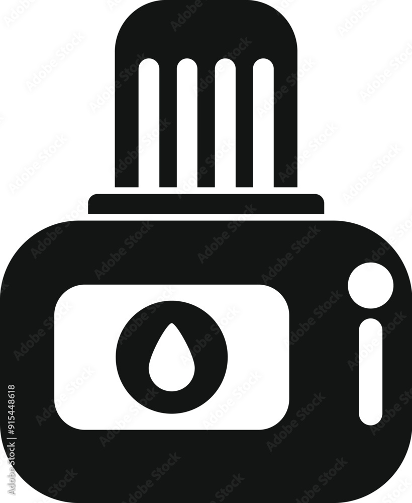 Poster black simple icon of a vaping device with a clearomizer, isolated on a white background