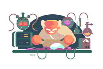 Mad scientist in lab