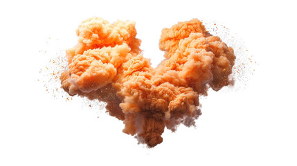 A heart-shaped cloud of orange smoke against a black background.