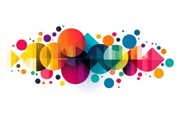 Colorful abstract circles and geometric shapes on white background