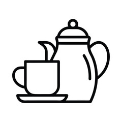 Obraz premium Minimalist teapot with Tea cup icon vector silhouette on white background,tea High Quality Vector Logo Vector illustration ideal for T shirt graphic