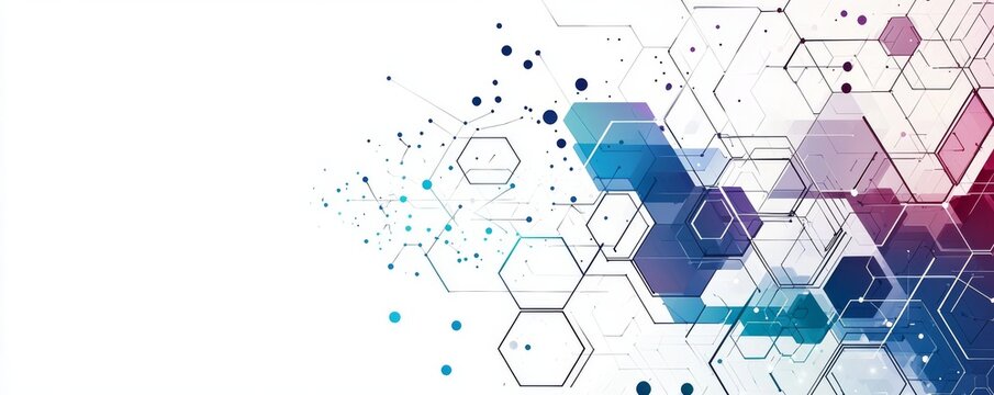 Abstract hexagonal pattern with blue and grey hues on a white background