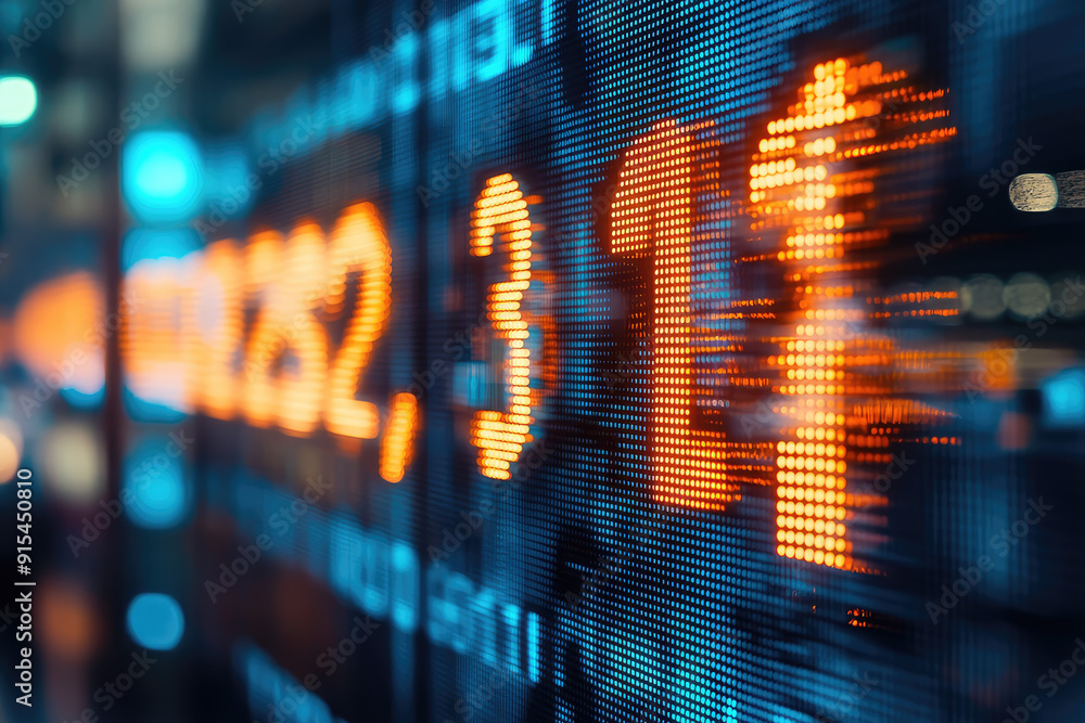 Poster dynamic stock market: captivating display of rapidly changing ticker numbers