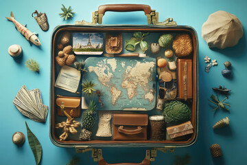 A World Travel Journey Captured in a Suitcase Bursting with Souvenirs