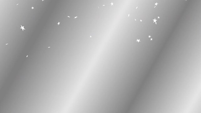 White stars falling straight from top on silver gradient moving  background. For Christmas, Happy Holidays and season's greetings.