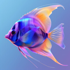 Fototapeta premium 3D Angel fish in white background vector image