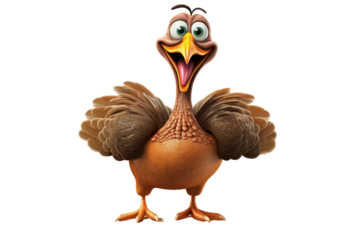 Turkey is a cartoon character with a playful pose, isolated on a white background.