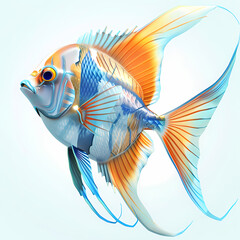 Fototapeta premium 3D Angel fish in white background vector image