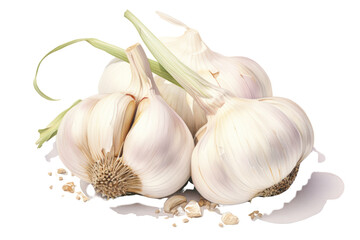 Realistic photo of garlic clove isolated on white background.