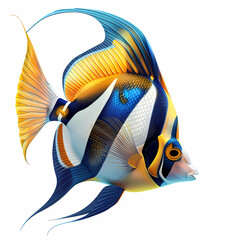 3D Angel fish in white background vector image