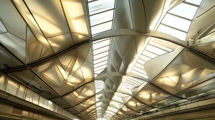 The modern ceiling roof of a future railway facility