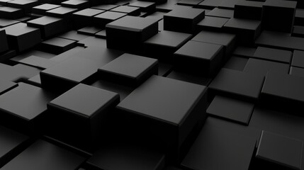 3D illustration of black cubes on abstract geometric background