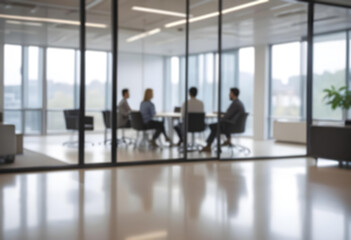 blurred Silhouette of business people in office, meeting room, building, lobby. blurred background. concept.	
