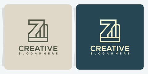 Luxury Z letter with building line logo