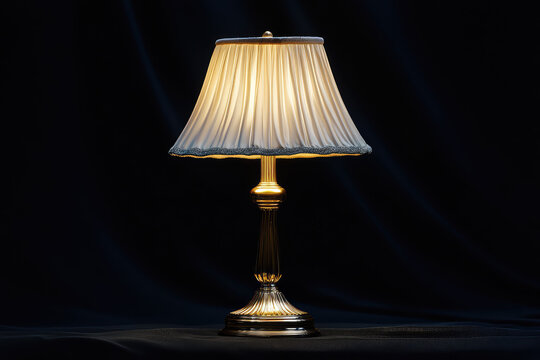 Warm Glow of a Classic Table Lamp with Elegant Fabric Shade