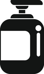 Black silhouette of a plastic bottle with dispenser pump for liquid soap, gel, lotion, cream, shampoo, bath foam