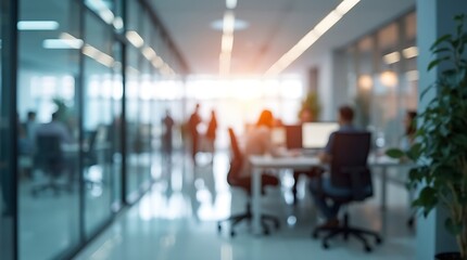 Fototapeta premium lurred office interior space background. Working space with defocused effect. Business concept 
