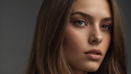 Fototapeta premium Close-up portrait of a young woman with intense gaze