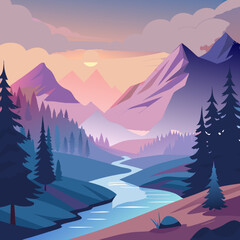 A serene mountain landscape vector