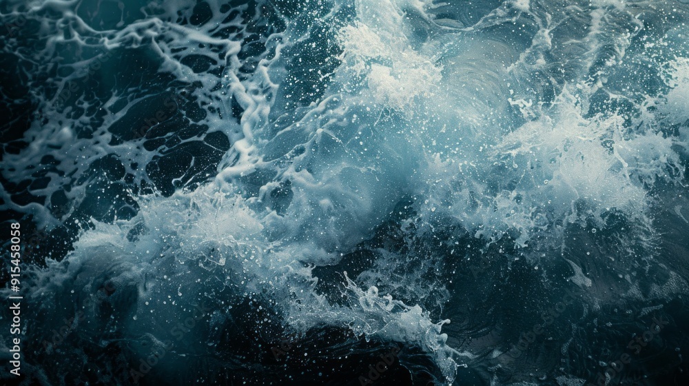 Poster a large wave crashing into the shore