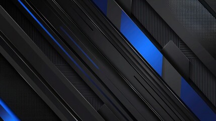 Obraz premium Black background with blue accents, geometric shapes