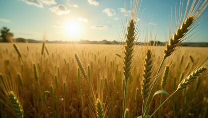 Naklejka premium Harvesting the golden bounty of a sunlit field
