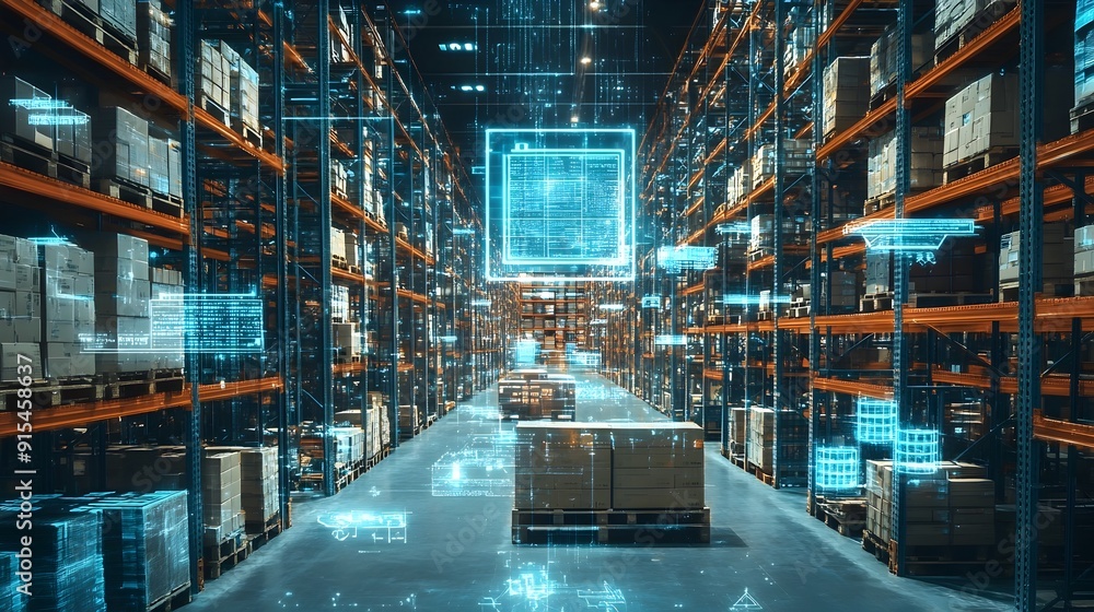 Poster smart warehouse - automated inventory management and logistics solutions for efficient distribution