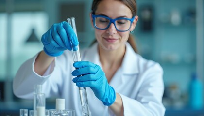  Enthusiastic scientist in lab focused on research