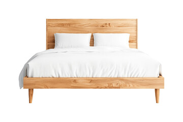 Modern Wooden Bed Frame with White Bedding
