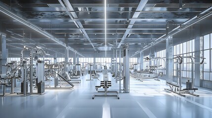 HyperDetailed D Rendering of a Grand Sports Club Gymnasium with Leading Fitness Technology