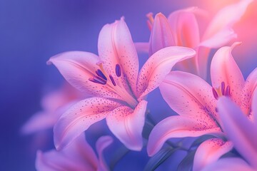 Obraz premium Pink Lily Flowers in Soft Light