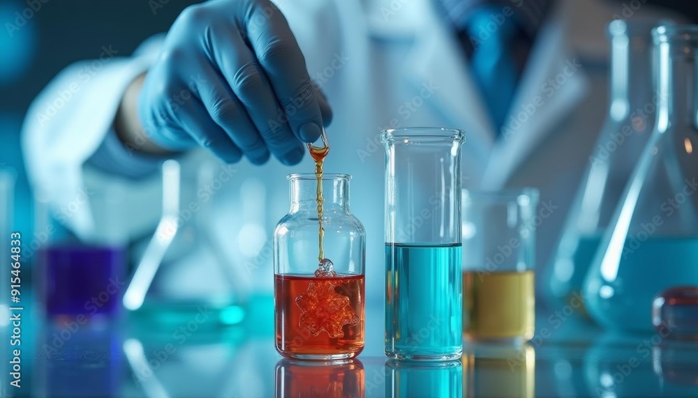Poster precise science a drop of liquid in a laboratory setting