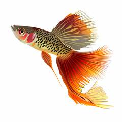 Fototapeta premium 3D Guppy fish in white background vector image