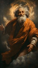 Obraz premium Biblical story, Prophet Elijah Ascends to Heaven on the Glorious Clouds
