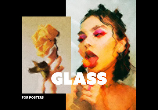 Glass Distort Poster Photo Effect Mockup