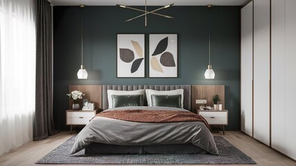 Modern Bedroom Interior with Stylish Decor and Minimalist Design
