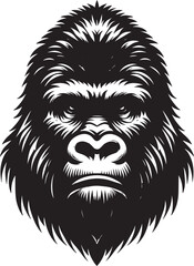 Obraz premium Gorilla head mascot Silhouette isolated on white background Minimalist vector