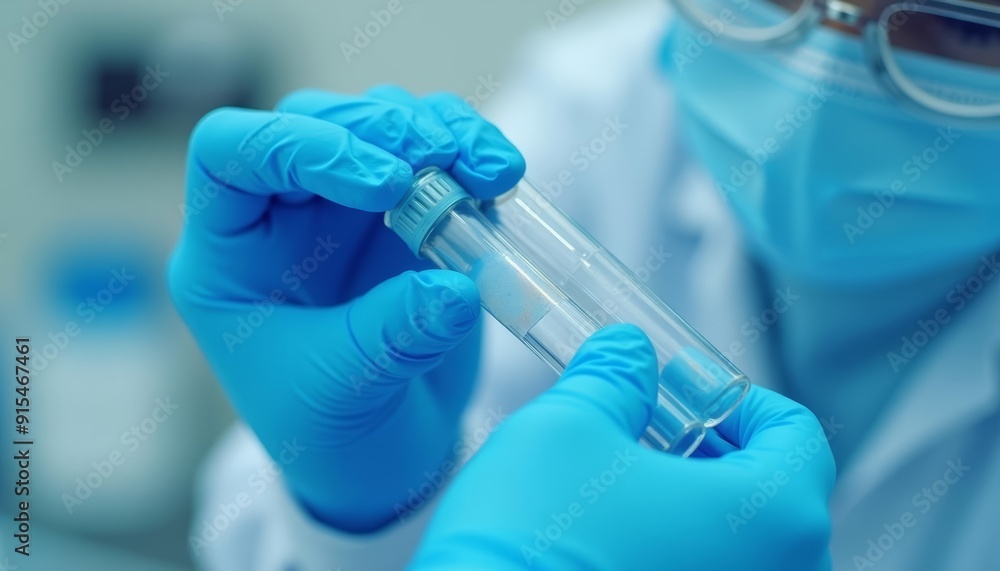 Poster precision in the lab a scientists delicate handling of a test tube